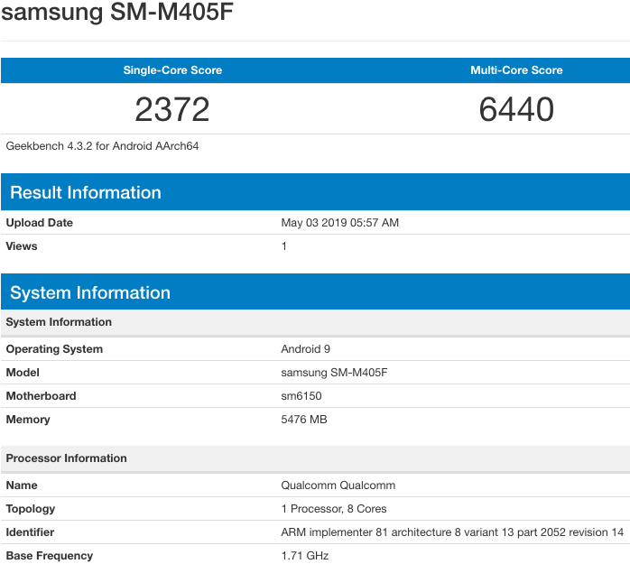 Galaxy M40 appears on Geekbench with Snapdragon 675 SoC