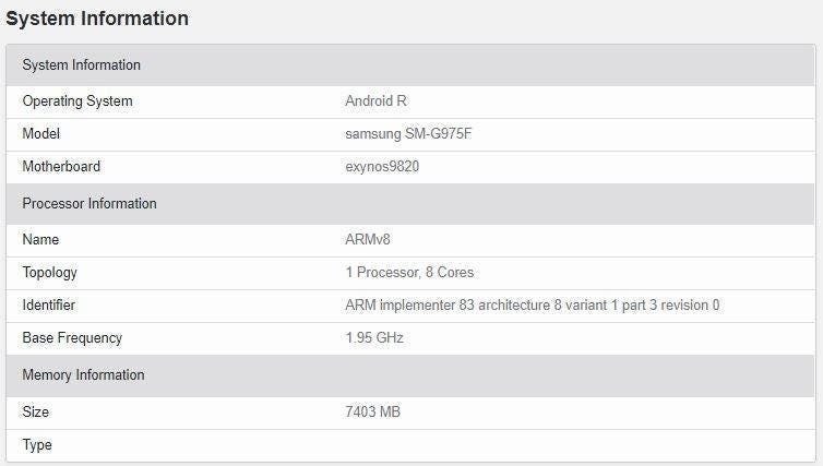 Samsung Galaxy S10+ spotted in GeekBench running Android 11
