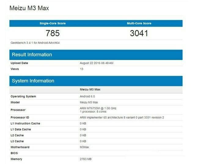 Bummer: Meizu Max (M3 Max?) shows up with a Helio P10
