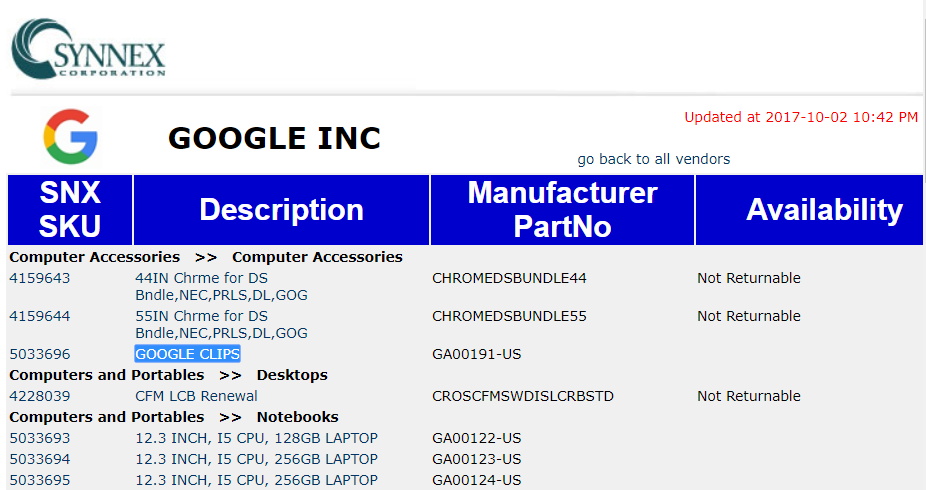 Google Pixelbook Specs revealed by retailer ahead of Launch