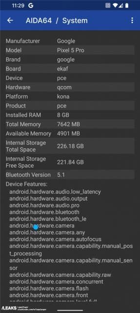 Google Pixel 5 Pro real image with an under-display camera and Snapdragon 865 appears online