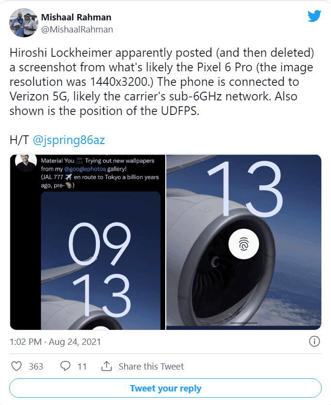 Google Pixel 6 Pro will use an on-screen fingerprint sensor - Google executive accidentally leaks