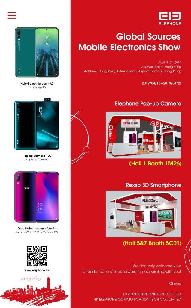 New ELEPHONE model with punch-hole display teased ahead of HK exhibition event