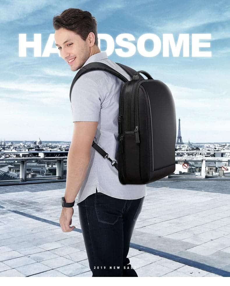 Leather backpack with USB port on sale from Lululook
