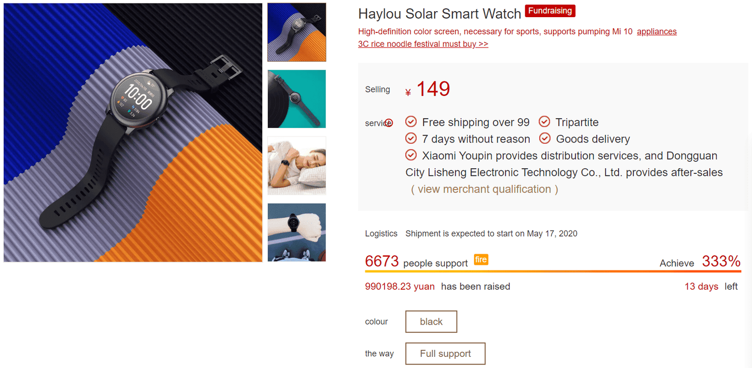 Haylou Solar smartwatch with 30 days battery life goes on crowdfunding