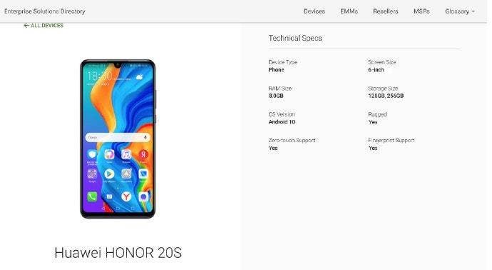 Honor 20S to use a 6-inch waterdrop display & 20W fast-charge