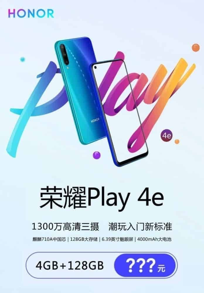 Honor Play 4e will arrive with Kirin 710A SoC and a triple rear camera