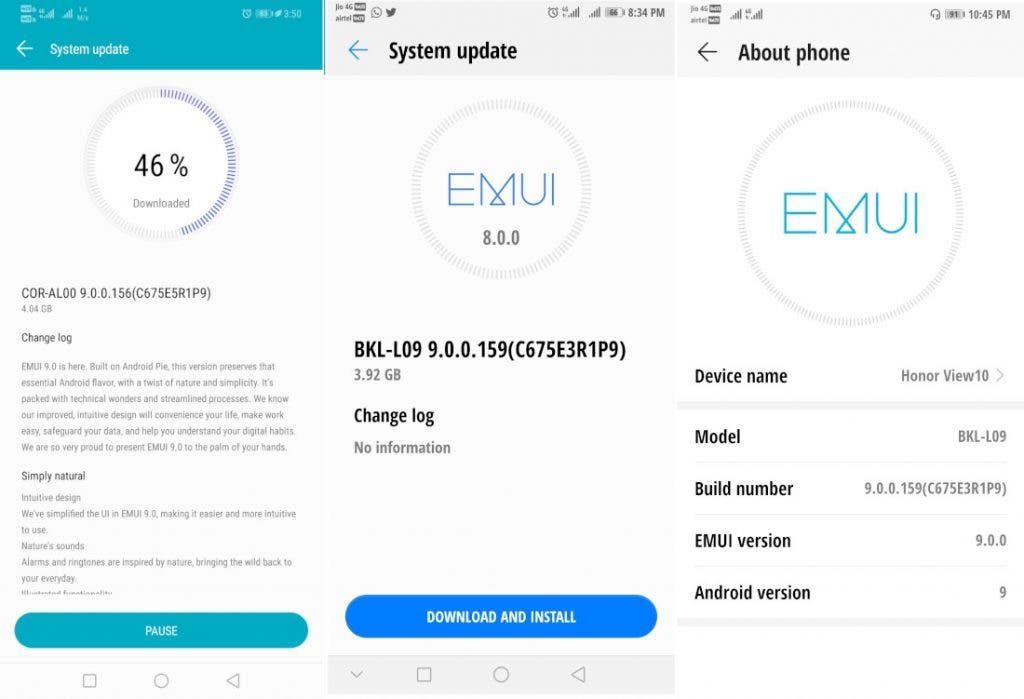 Honor Play, Honor 10 and Honor View 10 now receiving Android 9.0 Pie EMUI 9.0 in India