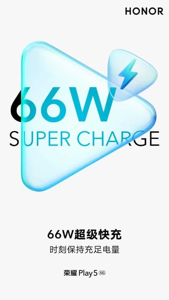 Honor Play5 official teaser reveals its 66W super fast charge