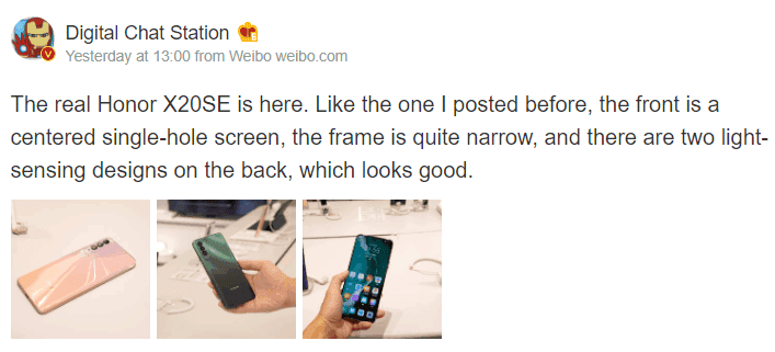 Honor X20 SE real images leaks with ultra-thin bezels
