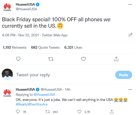 Huawei Black Friday Special in the U.S. - 100% off on all smartphones