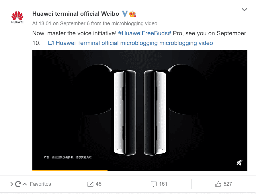 Press renders and live photos of the Huawei FreeBuds Pro has appeared