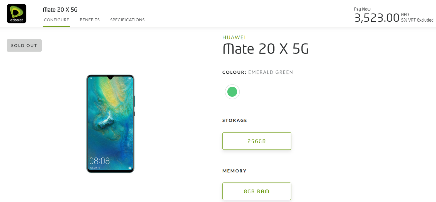 Huawei Mate 20X (5G) now available for purchase