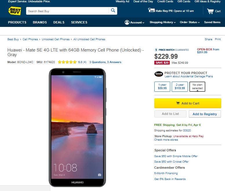 Huawei Mate SE Becomes Officially Available In The US - The Government Kicks Against It