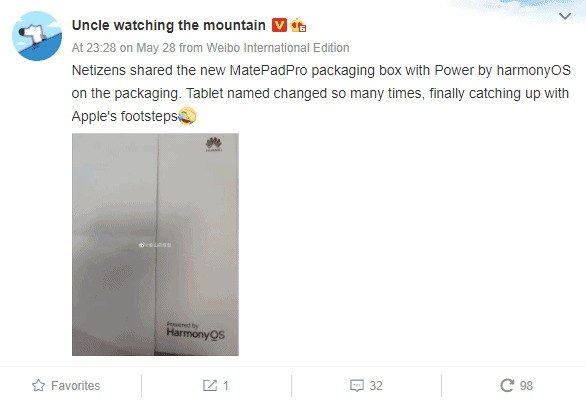 Huawei MatePad Pro 2 with HarmonyOS branding and price exposed