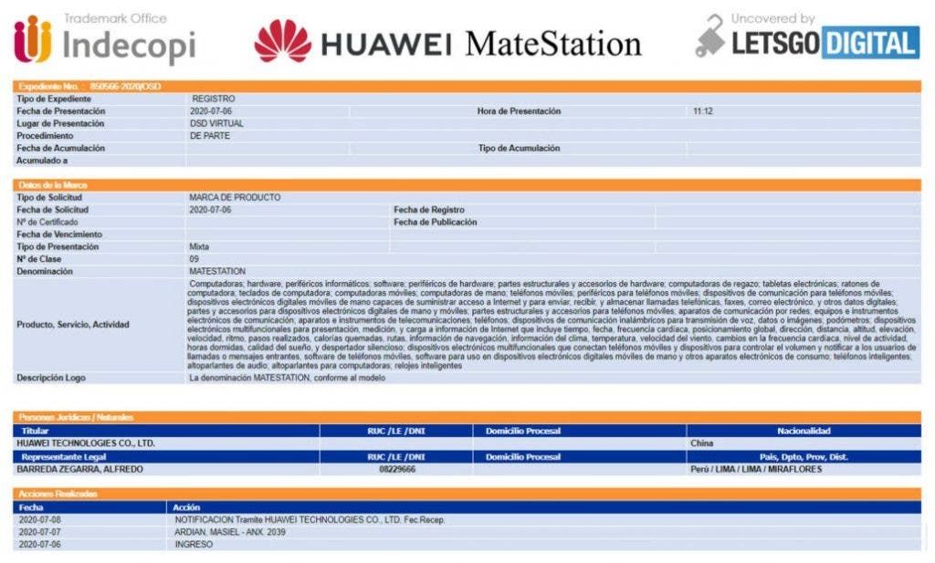 Huawei applies for MateStation trademark: could be a dock for Mate 40 phones