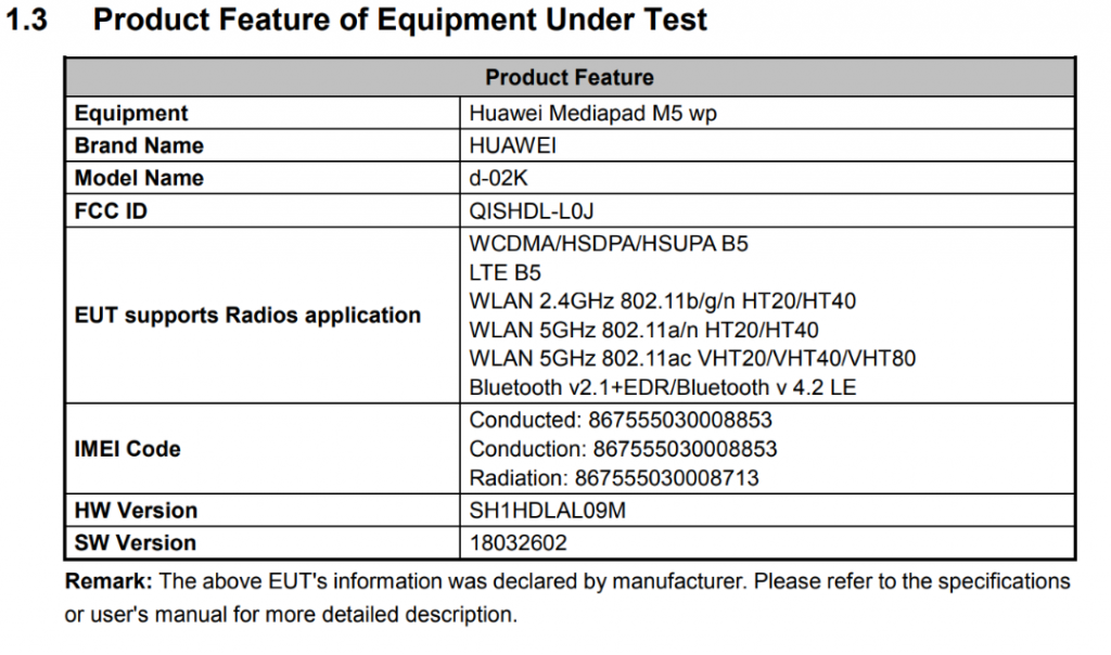Huawei MediaPad M5 Tablet with LED flash leaks at FCC