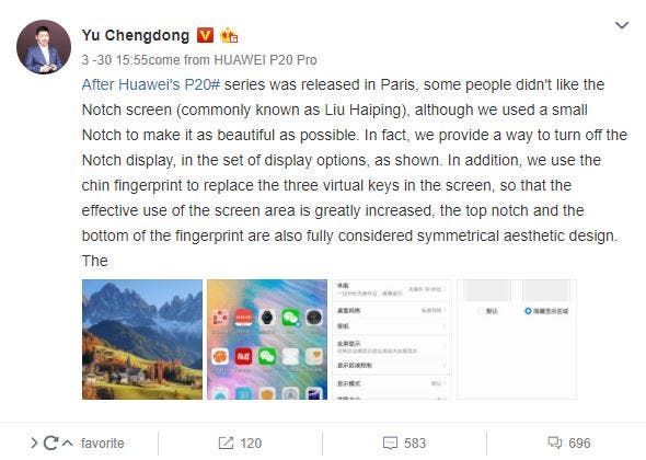 Users Can Hide The Notch On Huawei P20
