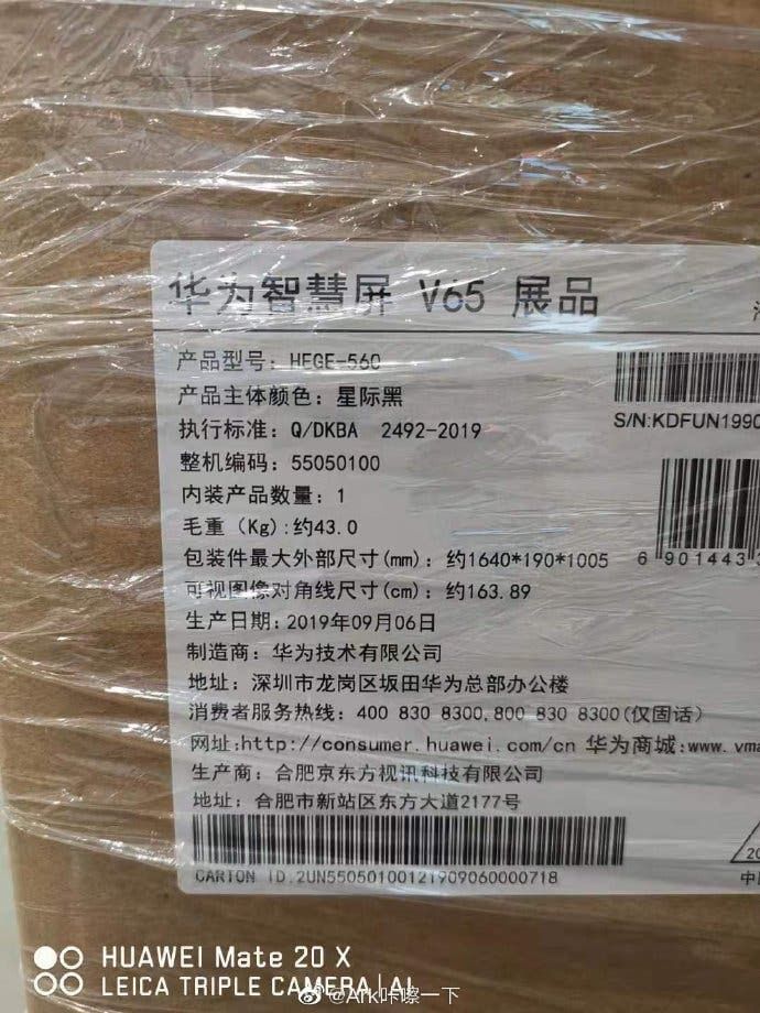 Huawei Smart Screen V65 appears online