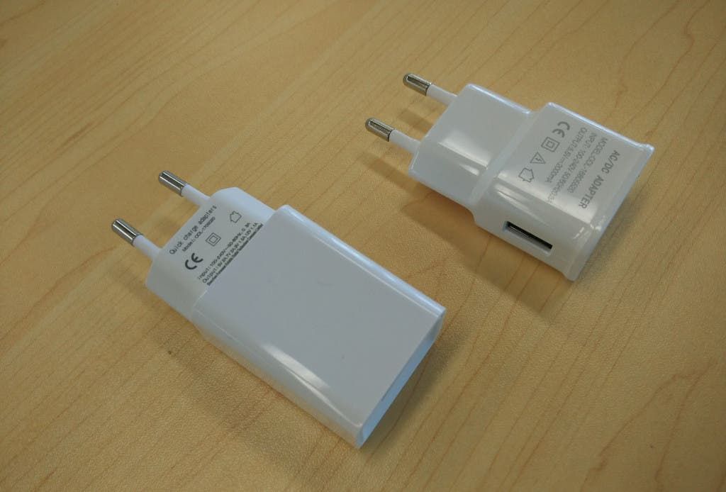Standard charger next to Quick charger
