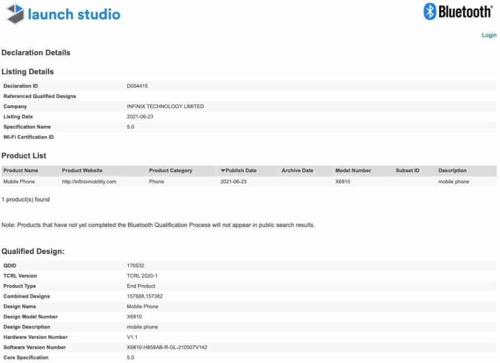 Infinix Zero X Neo appears on Bluetooth SIG certification