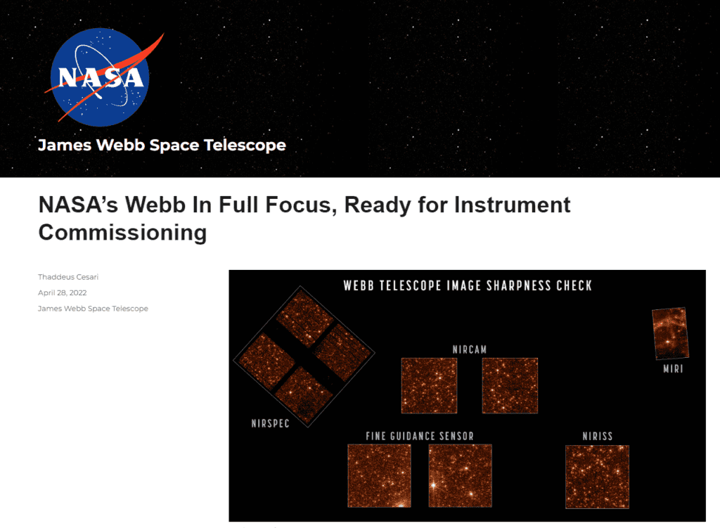 James Webb Space Telescope completes calibration: more detail, more precise focus