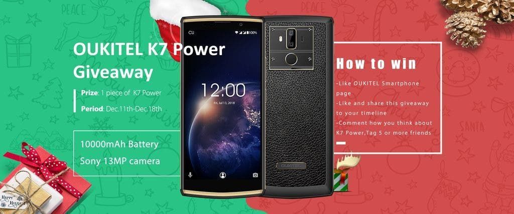 Big battery OUKITEL K7 Power Xmas sale for only $99.99 + giveaway