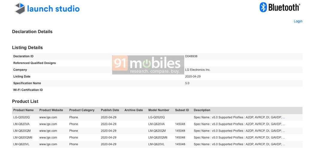 LG Q52 appears on the Bluetooth SIG certification website