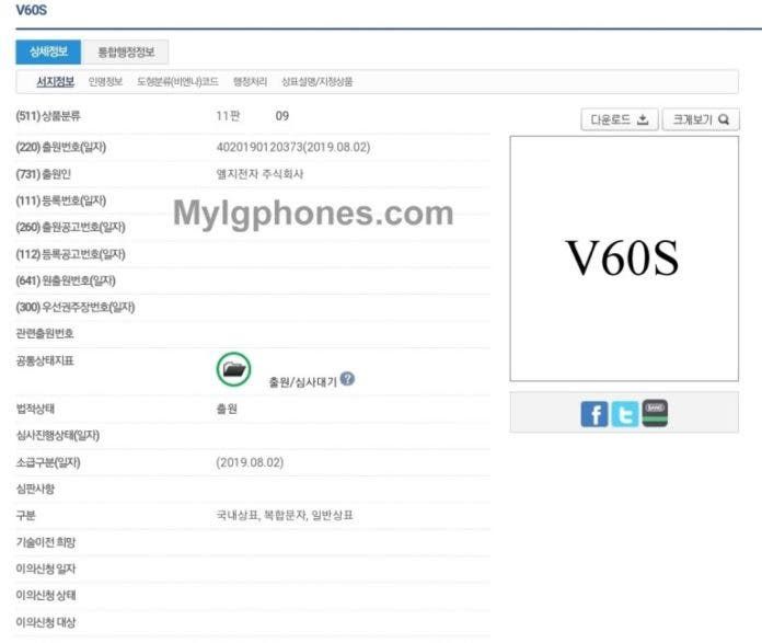LG trademarks LG V50s and LG V60S right on time for IFA show