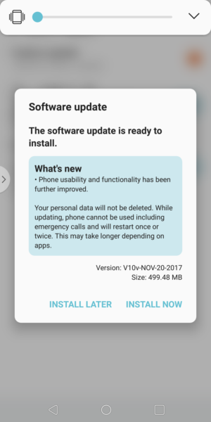 LG V30 Now Receiving A New update