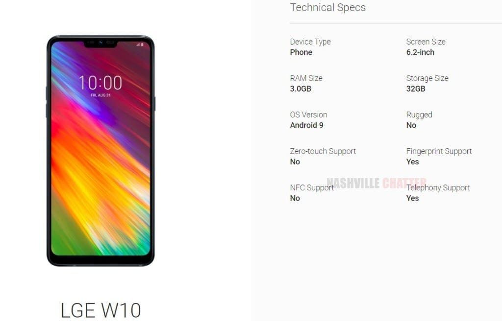 LG W10 appears on Android Enterprise website, reveals basic specs