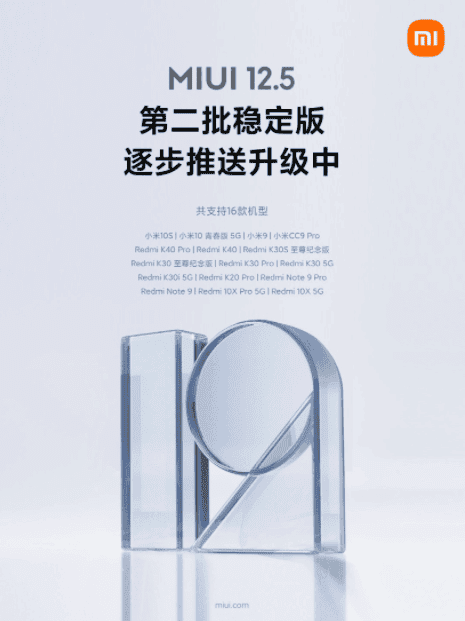 MIUI 12.5 second batch - here are the 16 models getting the update