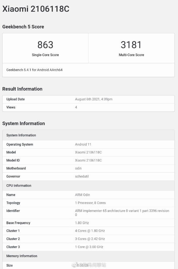 Xiaomi Mi MIX 4 With SD888+ running scores appear on GeekBench