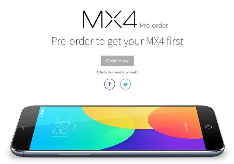 32GB MX4 on sale in China from the 18th November
