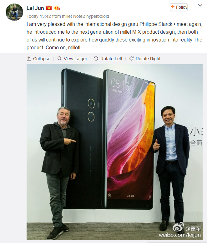 Xiaomi Mi MIX II early information leaked by CEO Lei Jun!