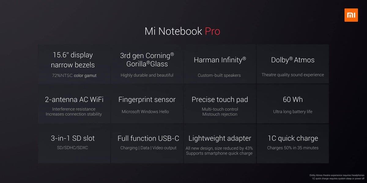 Xiaomi Mi Notebook Pro announced with 15.6-inch Screen & 8th Gen. Core i7