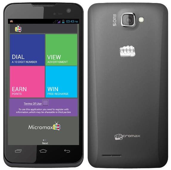 Micromax's Canvas MAd pays you to watch ads!