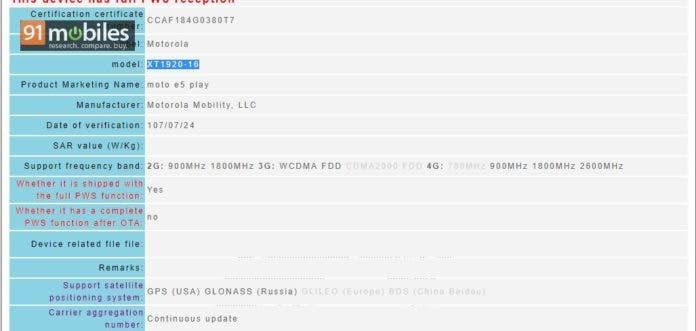 Moto E5 Play appears to be coming to Taiwan, gets NCC approval