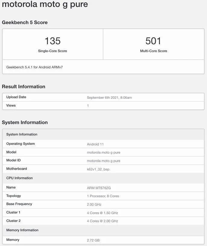 Moto G Pure Arrives On GeekBench With 3GB RAM & Helio G25