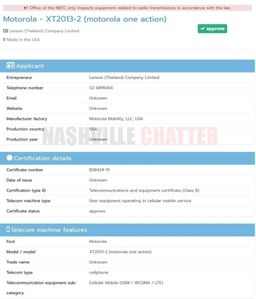 Motorola One Action is a step closer, as it clears NBTC