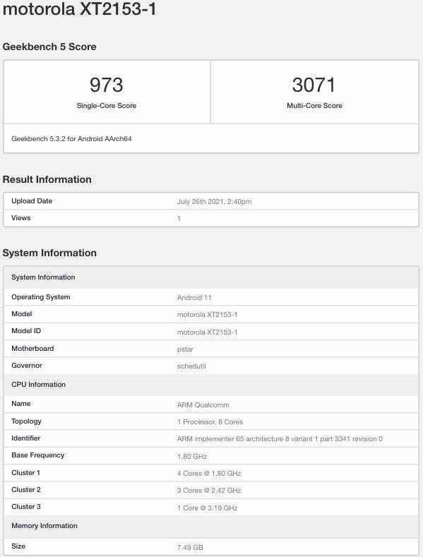 Motorola Edge 20 Pro has specs revealed by Geekbench