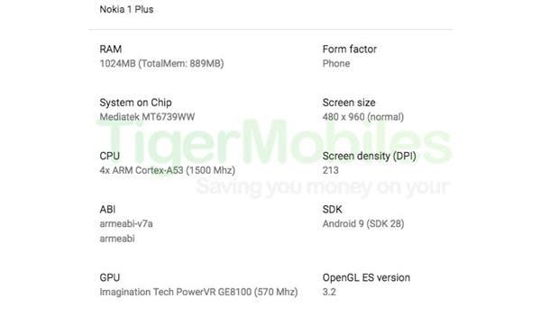 More information on the Nokia 1 Plus appears online