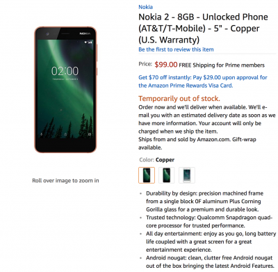 Nokia 2 up for pre-order in U.S. today