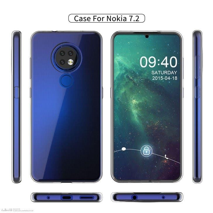 Nokia 7.2 case renders show a circular rear triple camera setup