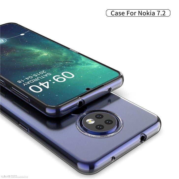 Nokia 7.2 case renders show a circular rear triple camera setup