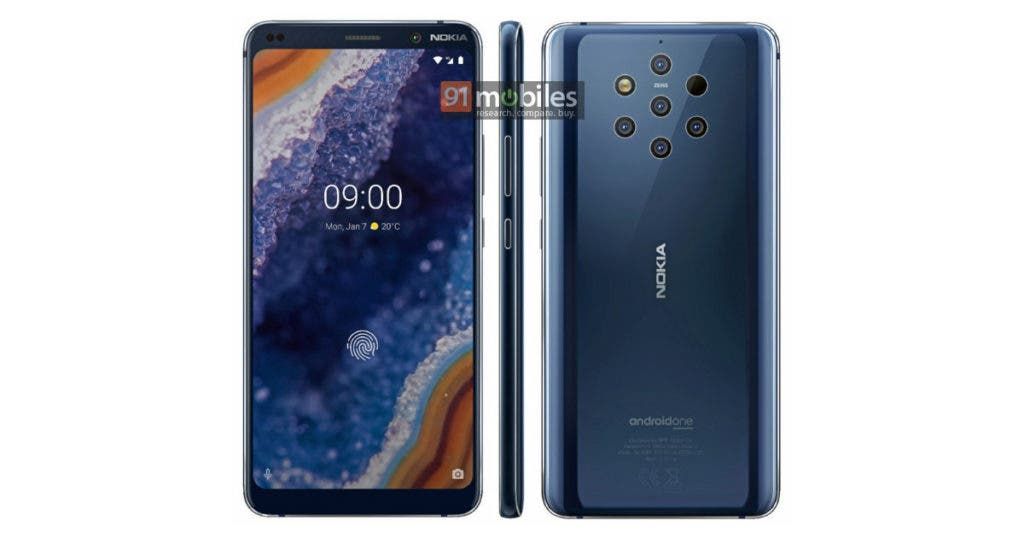 Nokia 9 PureView with its mysterious five cameras can be seen in a new press render