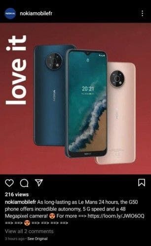 Nokia G50 5G specifications and design have emerged