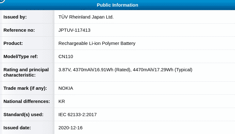 Two Nokia phones with 5,050mAh and 4,470mAh batteries get certified by TUV