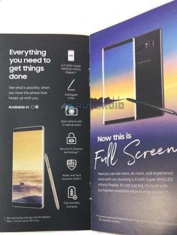 Samsung Galaxy Note 8 brochure leaked; reveals major features of the phablet
