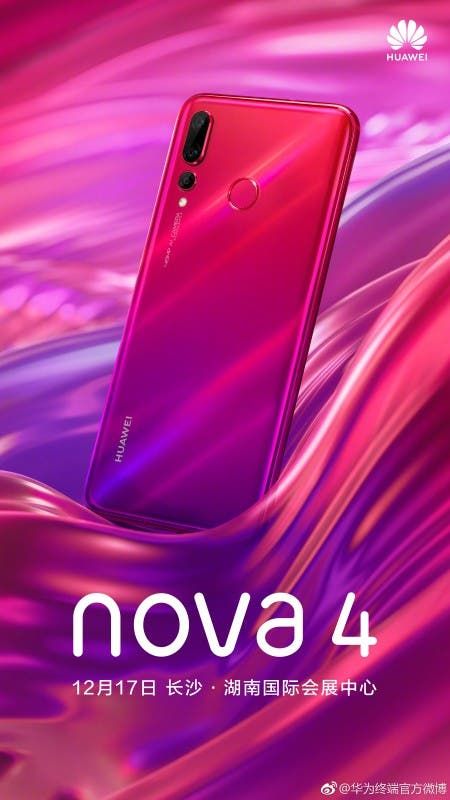 Huawei shows off Red and Purple nova 4, teasing Dec 17 announcement